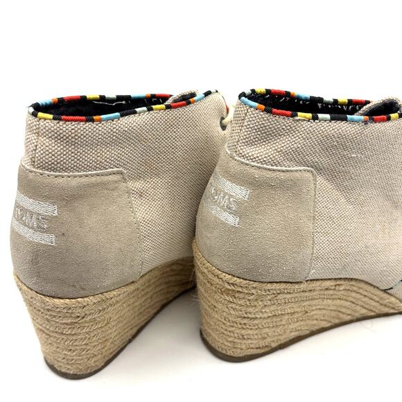TOMS Women’s Whisper Burlap Suede Natural Desert Wedge Ankle Boots | Size 12 - Picture 9 of 16